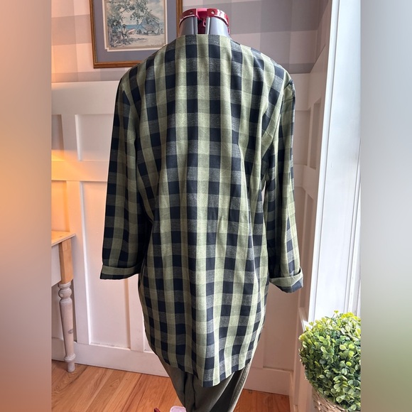 Vintage Plaid Open-Front Top - Black and Green Size 7/8 - Picture 8 of 10